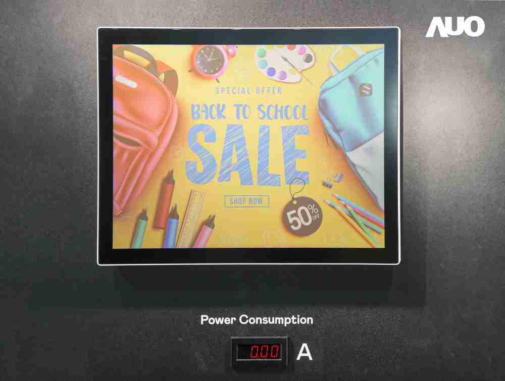 万利展示胆固醇液晶超低耗能户外全彩显示器，，，，ChLC（胆固醇液晶）以双稳态技术使静态显示零功耗，，，具省电、、、高彩度、、、环保的特性，，还整合软硬件系统解决方案，，可透过单一云端平台管理